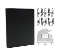 Chemises pour Partitions, Dossier de Partition Musique Format A4 avec 40 Pochettes, Classeur de Fichiers Musicaux Noir Trieur Document avec 10 Trombones pour Guitare Violon Piano Musiciens