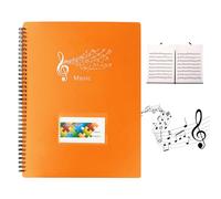 Chemises pour Partitions, Dossier de Rangement pour Partitions de Musique Format A4, Cahier de Musique, Classeur de Présentation, 30 Pages/60 Pochettes pour Piano Guitare Violon (Orange)