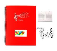 Chemises pour Partitions, Dossier de Rangement pour Partitions de Musique Format A4, Cahier de Musique, Classeur de Présentation, 30 Pages/60 Pochettes pour Piano Guitare Violon (Rouge)