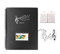 Chemises pour Partitions, Dossier de Rangement pour Partitions de Musique Format A4, Cahier de Musique, Classeur de Présentation, 30 Pages/60 Pochettes pour Piano Guitare Violon (Noir)