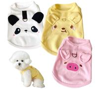 Chemises pour Petit Chien avec Anneau en D, 3 pièces, vêtements Doux et Respirants pour Chien avec Motif Cochon, Ours et Panda, débardeur sans Manches pour Animaux de Compagnie M 5-7lb.