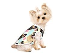 Chemises pour petits chiens avec imprimé chihuahua carlin - T-shirt extensible léger sans manches à rayures