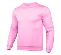 Chemises Pull-Over pour Hommes Solide O Cou Pull Haut Couleur col Rond Longue Veste Automne Poche à Manches Longues Hommes Blouse Grands Et Grands Pulls Hommes (Pink, XXL)