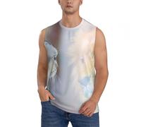 Chemises sans manches pour homme - Débardeurs graphiques pour homme, le chat se regarde dans le miroir pour la course à pied, la gym, l'entraînement, Noir/blanc, M