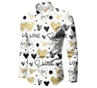 Chemises Tartan Longues de Jour pour le Travail de Style Britannique Slim pour la Saint-Valentin Chemises à Manches Longues, Lumière gris-a, 3XL