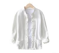 Chemises uniformes traditionnelles chinoises pour hommes, hauts décontractés (L blanc)