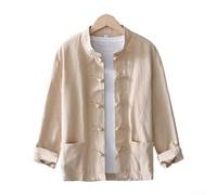 Chemises uniformes traditionnelles de style chinois pour homme, hauts décontractés (2XL kaki)