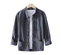 Chemises uniformes traditionnelles de style chinois pour homme, hauts décontractés (M, gris foncé)