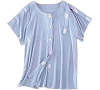 Chemises Unisexes Post-récupération Avec Attaches Faciles For Des Vêtements De Chimio Confortables Et Déchirures Aux Épaules(Men Blue,Large)