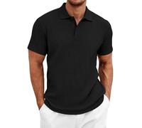 Chemisette Decontracte Homme Style Classique Moderne Design Epure Coupe Fluide pour Toutes morphologies adapté au Quotidien et Rencontres Entre Amis Black Grand (l)