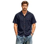 Chemisette Decontracte Homme Style Simple et Moderne Design Epure Coupe Fluide pour Toutes morphologies adapté au Quotidien W nds et Rencontres Entre Amis Navy 3TG
