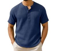 Chemisette Decontracte Homme Style texturé Moderne Design Epure Coupe Fluide pour Toutes morphologies adapté au Quotidien et Rencontres Entre Amis Navy TTG (XX_l)