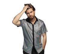 Chemisette Disco Facettes Argent Brillant Homme Gris