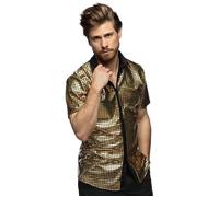 CHEMISETTE DISCO FACETTES OR BRILLANT HOMME L