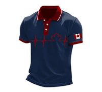 Chemisette Homme - Chemise À Manches Courtes pour Coupe Ajustée Imprimé Drapeau du Canada Style Décontracté (Blue XXL)