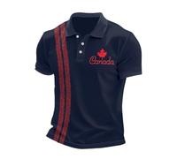 Chemisette Homme Manche Courte 5XL - Chemise À Manches Courtes pour Coupe Ajustée Imprimé Drapeau du Canada Style Décontracté avec Fermeture Éclair (Blue L)