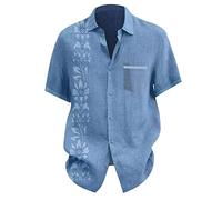 Chemisette Homme Manche Courte, Chemise Homme Ete Chic Couleur Assortie Décontracté Grande Taille Comfortable Simple Légère avec Bouton Et Poche Blouse Tous Les Jours D'extérieur pour Plage Vacances