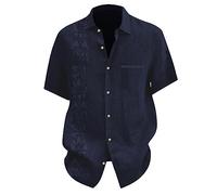 Chemisette Homme Manche Courte, Chemise Homme Ete Chic Couleur Assortie Décontracté Grande Taille Comfortable Simple Légère avec Bouton Et Poche Blouse Tous Les Jours D'extérieur pour Plage Vacances