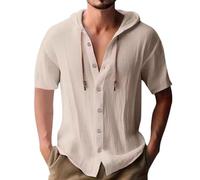 Chemisette Homme Manche Courte Chemise Lavable en Machine Bleu De Chine Voyage Pochette Inclus Veste Longue Léger Été Décontractée Lin Slim Fit Régulière Tee Shirt Rose Pâle Élégant 4XL Bleu Ciel