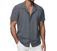 Chemisette Homme Manche Courte Chemise Lin Homme Col Classique Uni Coupe Décontractée Et Ample Respirant Pour Un Style Polyvalent Parfait Pour Le Travail Décontracté Le Quotidien Et Les Loisirs