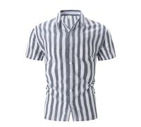 Chemisette Homme Manche Courte- Chemisette Col Revers Rayés Classiques Confortable Décontracté Blouse Chic Coupe Slim avec Boutons Style Streetwear Haut Passe-Partout Travail Polo
