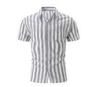 Chemisette Homme Manche Courte- Chemisette Col Revers Rayés Classiques Confortable Décontracté Blouse Chic Coupe Slim avec Boutons Style Streetwear Haut Passe-Partout Travail Polo