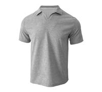 Chemisette Homme Manche Courte sans Repassage - Chemises Texturées Décontractées À Col en V pour Coupe Ajustée Solides À Manches Courtes en Coton Waf Fle Tricot Doux (Grey XXXL)