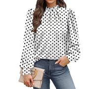 Chemisier à col montant, devant plissé, manches bouffantes, coupe ample, chemise, pull, tunique, haut, vêtements d'automne décontractés, chemisier avec détail plissé à l'avant pour femme, manches