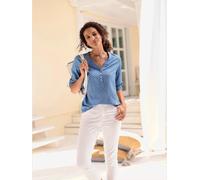 Chemisier à enfiler pure viscose - Collection L - bleu moyen-blanc imprimé BLEU MOYEN-BLANC IMPRIMÉ 44