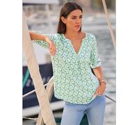 Chemisier à enfiler pure viscose - Rick Cardona - écru-menthe imprimé ÉCRU-MENTHE IMPRIMÉ 48