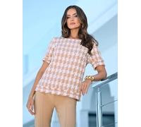 Chemisier à manches courtes motif pied-de-poule - Ashley Brooke - écru-chamois pied-de-poule ÉCRU-CHAMOIS PIED-DE-POULE 46