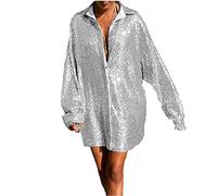 Chemisier à Paillettes Femme Élégant Argent Manches Longues Tee-Shirts Brillant Noël T-Shirt Curvy Cardigan T-Shirt Tricot Grande Taille Strass Chemise Soirée Paillettes Or Blouse Nouvel an Tops