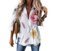Chemisier Blouse Femme Manches Longues Fleurs Sauvages Et Libellules Chemise Classique Boutonnée Fleurs À L'Aquarelle Élégant Haut Casual Tunique