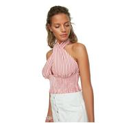 Chemisier - blouse - liquette Trendyol - TBESS21BZ1901 - Blouse Reticulee avec Pierre Rayee Rouge Femme 44