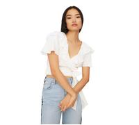 Chemisier - blouse - liquette Trendyol - TWOSS20BZ0351 - Moulant Femme Chemisier tisse Basique Cache-coeur Coupe reguliere 38