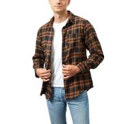 Chemisier Carreaux Coton Homme Chemise Bûcheron Western Veste à Carreaux en Flanelle T Shirt Manches Longues Casual Décontractée Classique Retro Ecossaise Gilet Blouse Brun Noir XL