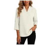 Chemisier Chic et Élégant à Col en V pour Femme Ample à Manches Lâches Hauts Chemise Couleur Uni Été Manches Courtes Chemise Décontractés Haut Tops T Shirts Perfect pour les affaires, le formel