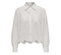 Chemisier coton - Marque inconnue - Coupe droite - Col classique - Broderie Anglaise - Manches boutonnées M