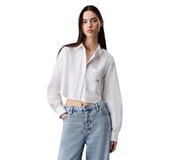Chemise femmes Calvin Klein Jeans WOVEN LABEL CROPPED SHIRT Blanc EU S