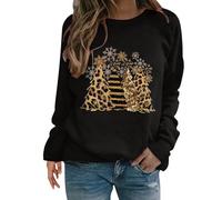 Chemisier De Noel Femme Women's Christmas Coffee Candy Snowman Gift Print Graphic Sweatshirts Crewneck Long Sleeve Casual Loose Fit Tops Sweat Femme sans Capuche Sweet Capuche Femme (Black, M)