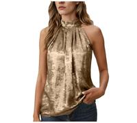 Chemisier de Soie pour Femme Satin Bureau Chemise Chic et ÉLégant | Manches Halter Été Brillant Moderno Cintré Doux Col Licou Blouses pour Les Fêtes Clubbing
