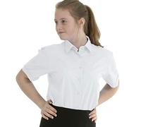 Chemisier d'école uni à manches courtes ou longues pour filles de 3 à 16 ans, Blanc - Manches courtes, 13-14 ans
