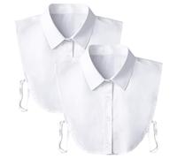 Chemisier détachable à col Dickey pour femme, faux col pour filles, Blanc, lot de 2, taille unique