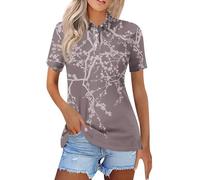 Chemisier d'été Femme Manches Courtes col Polo boutonné | Haut Ample Polyvalent Bureau/Vacances/Casual (FR/ES, Alpha/Lettres, M, Taille Normale, Taille Normale, Fleurs10)