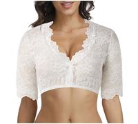 Chemisier Dirndl Femme Grande Taille Déguisement Bavaroise Blouse Médiévale Dirndl Chemise Deguisement Oktoberfest Couple Fete de la Biere Haut Chinois Femme Chemisier Blanc Manche Courte