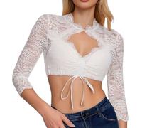 Chemisier Dirndl Femme Grande Taille Déguisement Bavaroise Chemise Pirate Femme Blouse Dirndl Vetement Oktoberfest Chemisier Chinois a Fleur Hippie Blanc Manches Bouffantes