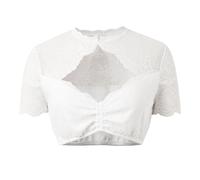 Chemisier Dirndl pour Femme - Chemisier à Fermeture Haute Chic et Elegant Chemise Femme Décolleté en V Profond Dentelle Transparent Chemisier Chemisier à Manches Courtes Tara Blanc