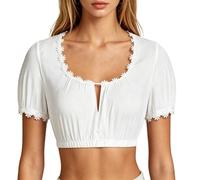 Chemisier Dirndl pour femme - Manches bouffantes - Col en V - Blanc - Élégant - Manches ballon - Noir - Transparent - Chemisier Dirndl à manches courtes - Col haut - Vert bavarois - Pour la fête de la