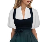 Chemisier Dirndl pour Femme Robe Bavaroise Femme Tunique Grande Taille Chemisier Dentelle Dirndl Deguisement Oktoberfest Sexy Tenue Alsacienne Vetements Fete de la Biere Chemisi Blanc Chic