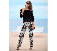 Chemisier en coton peut être porté en encolure ronde ou carmen - Ashley Brooke - noir NOIR 50